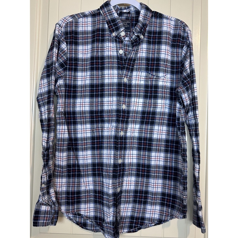 Abercrombie & Fitch Button Down Long Sleeve shirt plaid sz M relaxed GUC